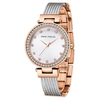 Montre sport à quartz pour femme, style antique, Mini Focus 0415, mouvement chronographe, boîtier en alliage, décorée de diamants, mouvement MiYota, coffret cadeau
