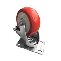 Roulette pivotante silencieuse LINGTA de 4 pouces, orange, rouge et blanche, en polyuréthane, avec support métallique et frein, durable, pour extérieur et salon, avec roulement à billes