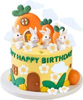 Hasen-Karotten-Garten Geburtstagstorten-Deko-Set Happy Birthday Kaninchen Blumen Wolken Kuchendekoration Partyzubehör Tortendekoration