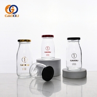 Botol Jus Kaca Bening 150ml 250ml 500ml 1L, Botol Susu Kaca dengan Tutup Logam, Botol Minuman