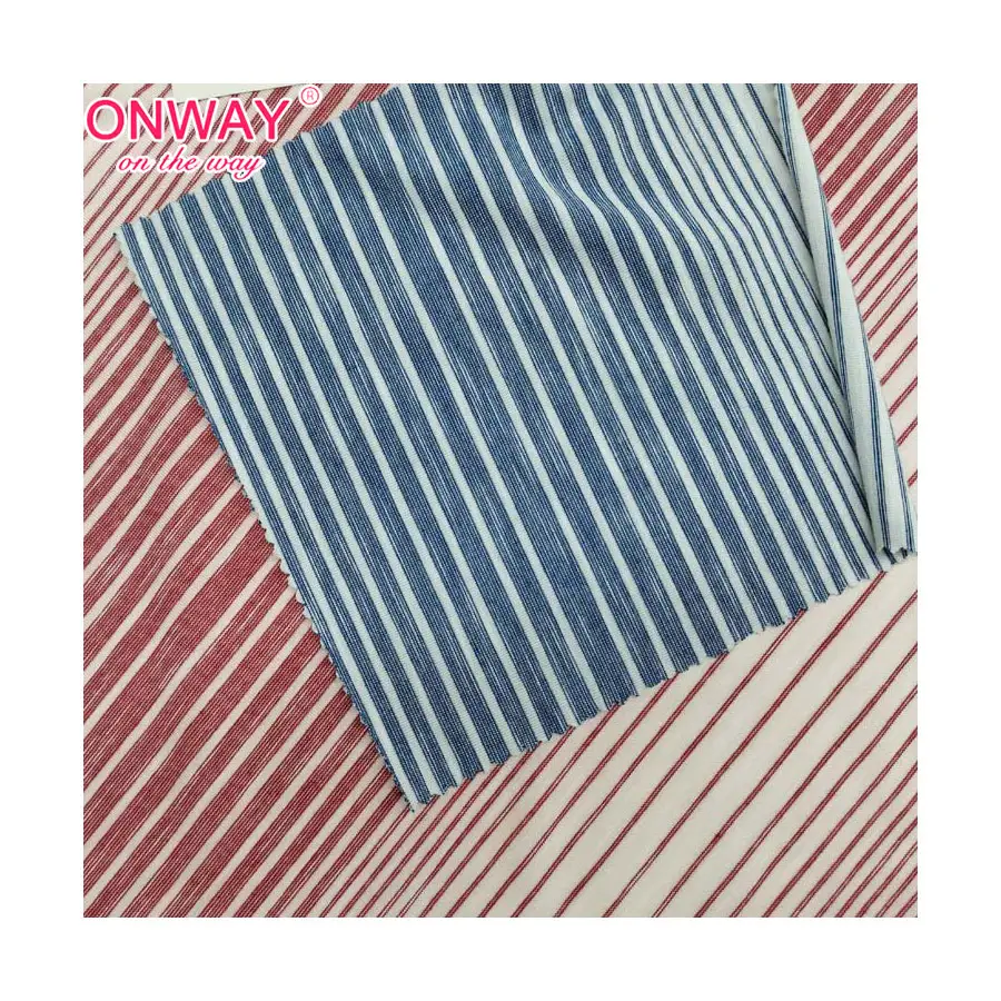 2023 New arrival 60% Polyester and 35%Rayon ,5%Spandex Slub Stripe Jersey Knitting Fabric for garment