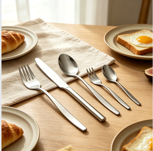 Juego de Vajilla de Acero Inoxidable <span class=keywords><strong>430</strong></span> de Alta Calidad al por Mayor, Precio de Fábrica, 5 Piezas, Pulido Espejo, Marca HZX HONGZHIXING para Hoteles Globales - Product Image 2