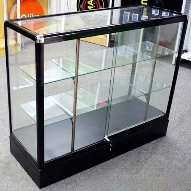 Hot Sale Glass Counter Display for Mobile Shop Smoke Shop Showcase with Light Aluminum Frame Showcase Glass Display Cabinet