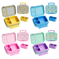 Ensemble de boîtes à lunch Bento mignonnes sans BPA pour enfants, étudiants, boîte à lunch portable avec sac et bouteille d'eau isotherme