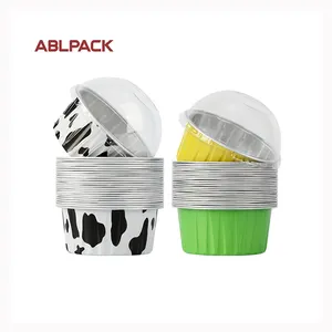 ABLPACK 2024 yeni stil gıda ambalaj çörek kalıp alüminyum folyo yemek kutusu tek kullanımlık yuvarlak folyo kapları