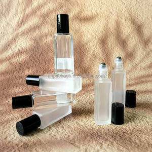 Hot Bán Thấp Moq 9Ml Cuộn Trên Chai Thủy Tinh Hình Vuông Mờ Chai Với Không Gỉ Cuộn Trên Cho Tinh Dầu Làm Mát Gói - Product Image 1