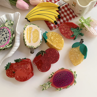Pinces à cheveux personnalisées pour femmes et filles, pinces à cheveux mignonnes en forme de fruits, banane, durian, cerise, acétate, accessoires de cheveux amusants
