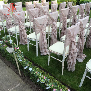 <span class=keywords><strong>Sedia</strong></span> Chiavari in Stile Boho con Cornice in Legno Bianco e Copertura in Chiffon Arricciato, per Matrimoni all'Aperto, Banchetti, Ricevimenti in Hotel, Eventi e Feste - Product Image 6