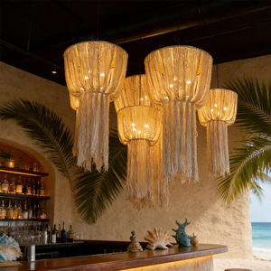 Pantalla <span class=keywords><strong>de</strong></span> Lámpara <span class=keywords><strong>de</strong></span> Macramé Estilo Bohemio con Detalles <span class=keywords><strong>de</strong></span> Borlas para Proyectos Hoteleros Eclécticos y Restaurantes Modernos - Product Image 3