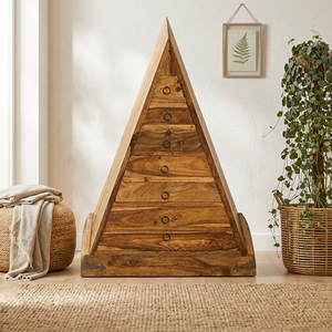 Commode modulaire en bois de chêne massif Jali à 7 tiroirs - Commode de chambre moderne faite à la main et écologique pour salon et entrepôt - Product Image 1