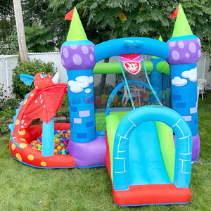 Castillo inflable de dragón para niños pequeños, con tobogán y piscina de pelotas, de calidad comercial, para uso en interiores. - Product Image 1