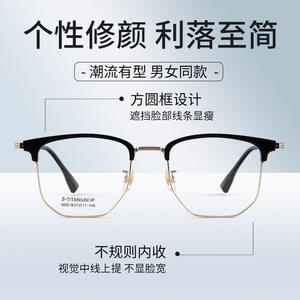 Monture de lunettes rétro pour homme, demi-cerclée, en métal, rectangulaire, légère, avec verres en acrylique TR90, Danyang 23-9 - Product Image 5