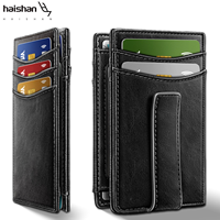 Porte-cartes magnétique à double pliage avec logo personnalisé et pince à billets pour hommes, étui à cartes en microfibre, pince à billets pour affaires