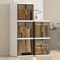 Armoire Pliante pour Adultes, Grande Armoire de Rangement Suspendue, Meuble de Rangement Pliable à Étagères Multiples, Casier sur Pied Style Japonais