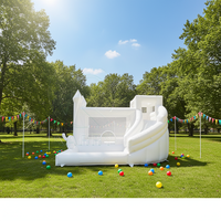 Château gonflable blanc certifié CE en PVC, château gonflable avec toboggan et fosse à balles pour mariage en plein air