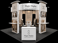 Stand d'exposition en tissu tendu 20x20 pieds avec structure en aluminium, installation sans outils, pour salon professionnel