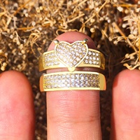 Bague de fiançailles de luxe en or 18 carats plaqué or, micro-pavé de zircon cubique, cœur d'amour, pour couple, femme, mariage, bijoux