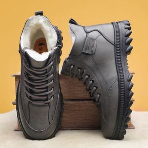 Nouvelles Bottes d'Hiver 2025 pour Hommes, en Laine Doublée de Peau de Mouton, Élégantes, en Cuir Véritable, Doublure Polaire Épaisse, Chaussures de Marche Décontractées et Chaudes - Product Image 1