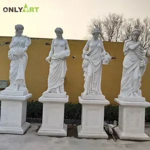 Fabbrica giardino all'aperto a grandezza naturale in marmo di pietra a quattro stagioni statua della signora scultura
