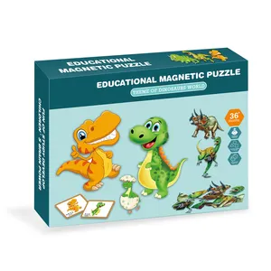 Nieuwe Magnetische Cartoon Dinosaurus Thema Afbeelding Puzzels Puzzel Ontwikkelen Kinderen Praktische Mogelijkheden