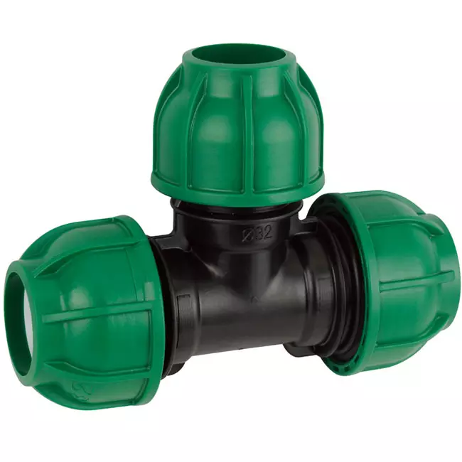 Устойчивый к коррозии, высокое давление, компрессионный ПП пластик HDPE, фитинги для труб, тройник