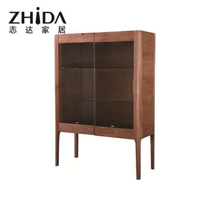 Zhida OEM供应商定制现代木门玻璃门餐具柜出售