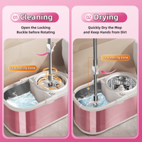 Set Ember Kapasitas Besar Gagang Baja Pink Dapat Diperpanjang Harga Pabrik Ramah Lingkungan Sistem Peras Otomatis 360° 2 Pembersih Dalam Ruangan