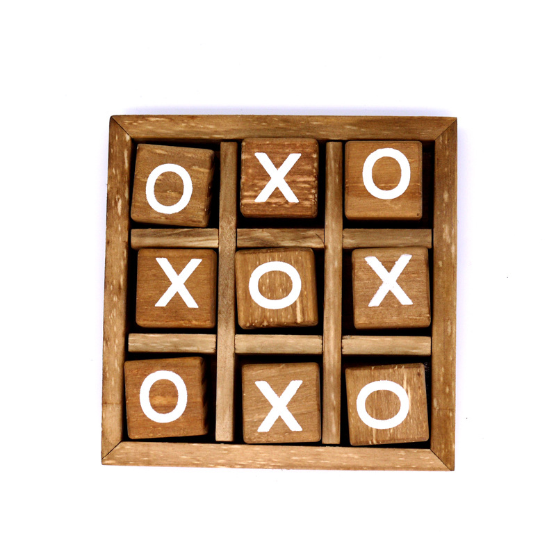 wood XO chess Tic Tac Toe board game set