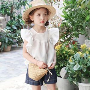 เสื้อเชิ้ตเด็กผู้หญิงสีขาวสวยงามแบบไม่มีแขนรัดรูปสำหรับใส่นอน - Product Image 3