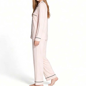 Pigiami OEM personalizzati in cotone modal con elastico in vita, maniche lunghe, tinta unita, <span class=keywords><strong>taglie</strong></span> <span class=keywords><strong>forti</strong></span>, in raso - Product Image 2