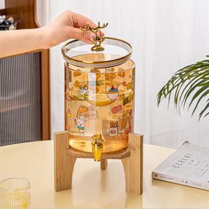 Jarra <span class=keywords><strong>de</strong></span> Agua Fría <span class=keywords><strong>de</strong></span> Vidrio Resistente al Calor con Tapa y Pajita, Apta para Lavavajillas y Microondas, Bebedero con Grifo para Refrigerador <span class=keywords><strong>de</strong></span> Verano - Product Image 1