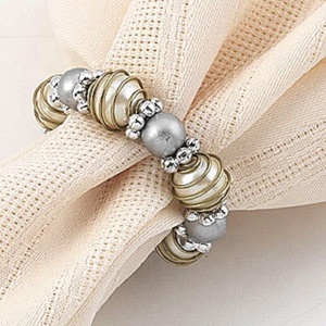 Rond de serviette perlé en or fait à la main élégant décor de table à manger porte-serviettes pour la maison restaurant fête paramètres de table de fête - Product Image 1