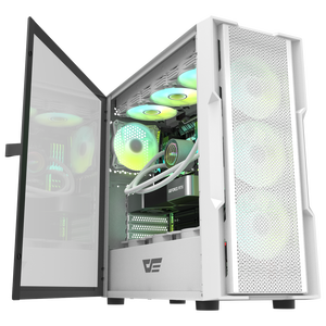 เคสคอมพิวเตอร์และเคสตั้งโต๊ะแบบกระจกด้านข้างสำหรับเล่นเกม รองรับ 360 Cooler พร้อมแผงด้านหน้าแบบตาข่าย - Product Image 3