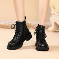 Bottines en cuir véritable de marque pour femmes, nouvelle collection hiver 2025, style britannique, à semelle épaisse et doublées polaire, petite taille