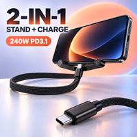 Câble de charge USB-C 240W pour gaming avec support de téléphone pliable PD3.1 5A E-Marker en nylon tressé – Vente en gros