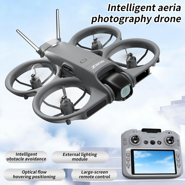 Hot Selling Z906 4K Obstacle Avoidance Drone With Highlighting Led Light Dual Cameras Mini Drone with Screen Remote Control