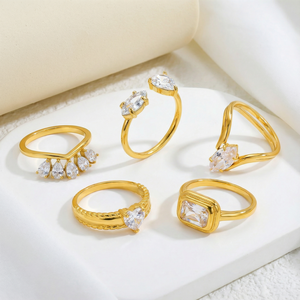 Stackable Luxury Stainless Steel Rings for Women 18K Gold Plated Cubic Zirconia Waterproof Tarnish Free Ring Jewelry Accessories - Product Image 3