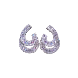 Orecchini a Cerchio EtticMae in Argento 925 con Cristalli e Strass, Gioielli di Lusso da Donna per Feste, Placcati in Oro Bianco - Product Image 1