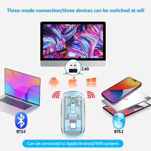 Silent Mini 2,4G Ratón inalámbrico Recargable transparente Ratón de tres modos con interfaz USB - Product Image 5
