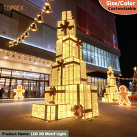 Toprexdecor Boîte-cadeau géante LED extérieure éclairée arbre de Noël décoration de vacances 3D motif fantaisie lumière pour Ramadan jour de l'an