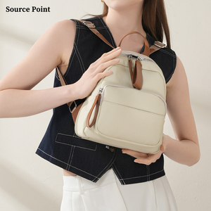 <span class=keywords><strong>Sac</strong></span> à dos mini pour femme en <span class=keywords><strong>cuir</strong></span> <span class=keywords><strong>de</strong></span> vachette grainé avec logo personnalisé OEM ODM, double fermeture éclair, <span class=keywords><strong>sac</strong></span> à <span class=keywords><strong>bandoulière</strong></span> décontracté pour tous les jours - Product Image 2