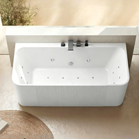 Baignoire autoportante moderne en acrylique de style hôtelier, baignoire de massage SPA intérieure pour adultes, blanche, pour salle de bain, villa, sur mesure