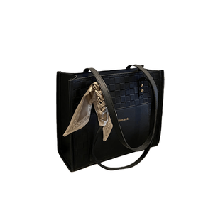 Sac fourre-tout pour femme en PU, grande capacité, avec fermeture éclair et ruban en soie, sacs à main tendance, vente en gros d'usine, article très demandé - Product Image 4