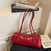 Sac de bowling rétro pour femmes, sac à main à bandoulière en cuir PU de grande capacité avec double fermeture éclair