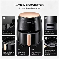 Friteuse à air numérique multifonctionnelle avec 6 modes prédéfinis, cuisson sans huile, panier amovible