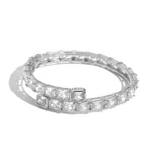 Channel <b>Set</b> 1-Row Emerald Cut Moissanite <b>Bangles</b> S925 Silver 18K Solid <b>Gold</b> PVD Hip Hop Custom Fine Jewelry Wholesalers B2B - Product Image 6