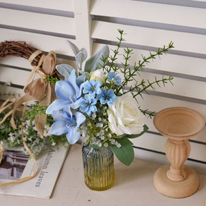 Notes de prologue d'été : Bouquet de roses artificielles mélangées pour mariage et décoration intérieure, fait main en tissu et fil métallique plastique - Product Image 1