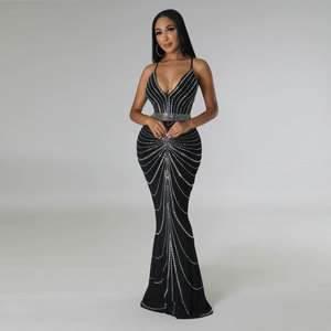 <span class=keywords><strong>Vestidos</strong></span> Largos <span class=keywords><strong>de</strong></span> <span class=keywords><strong>Fiesta</strong></span> para Mujer, Sexy, Cuello en V, Sin Mangas, con Cristales <span class=keywords><strong>de</strong></span> Estrás, al por Mayor, <span class=keywords><strong>Baratos</strong></span>, <span class=keywords><strong>de</strong></span> Liu Ming - Product Image 2
