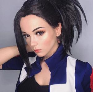 Pelucas de Cosplay Ainizi Sintéticas Cortas Negras de la <span class=keywords><strong>Serie</strong></span> <span class=keywords><strong>My</strong></span> <span class=keywords><strong>Hero</strong></span> <span class=keywords><strong>Academia</strong></span>, Personaje de YAOYOROZU MOMO, para Chicas - Product Image 2