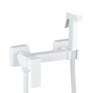 Pistolet de pulvérisation pour bidet Yao Peng, mural, double poignée, robinet d'eau chaude/froide, tuyau et buse, design carré, installation facile pour toilettes - Product Image 3